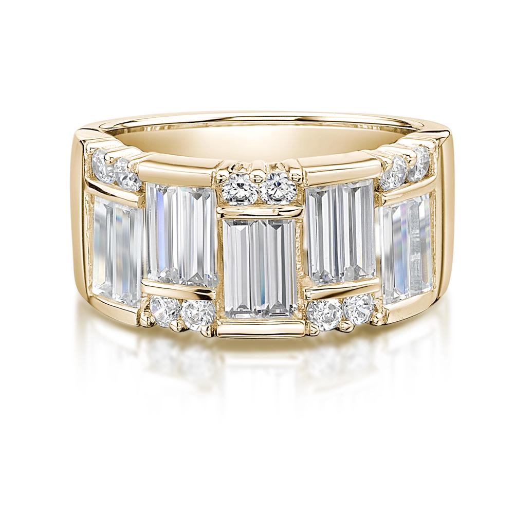Dress ring with 3.3 carats* of diamond simulants in 10 carat yellow gold