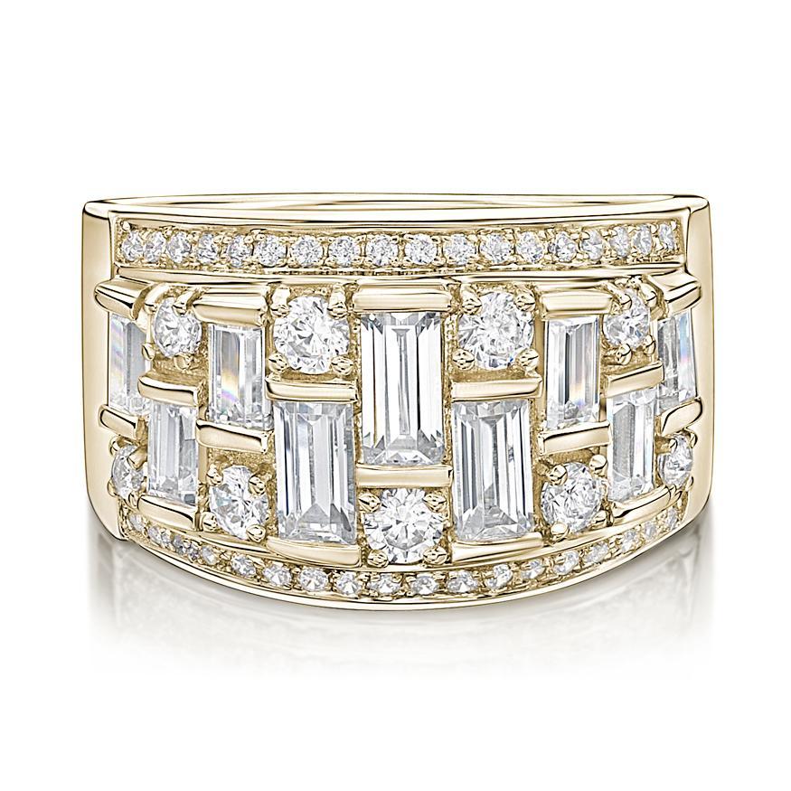 Dress ring with 2.32 carats* of diamond simulants in 10 carat yellow gold