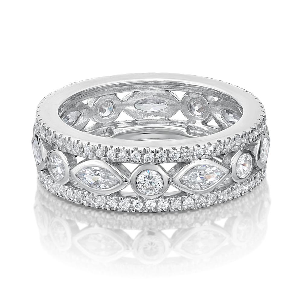 All-rounder eternity band with 1.62 carats* of diamond simulants in 10 carat white gold