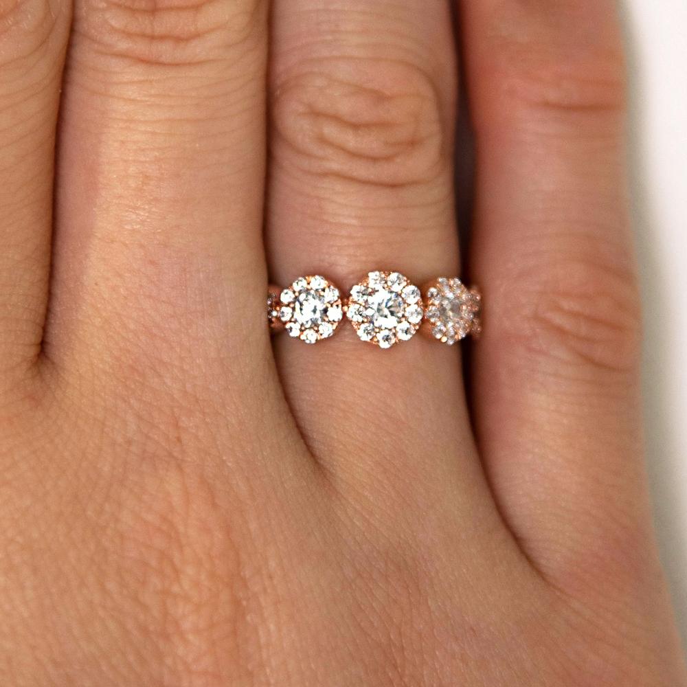 Celeste Dress ring with 0.89 carats* of diamond simulants in 10 carat rose gold