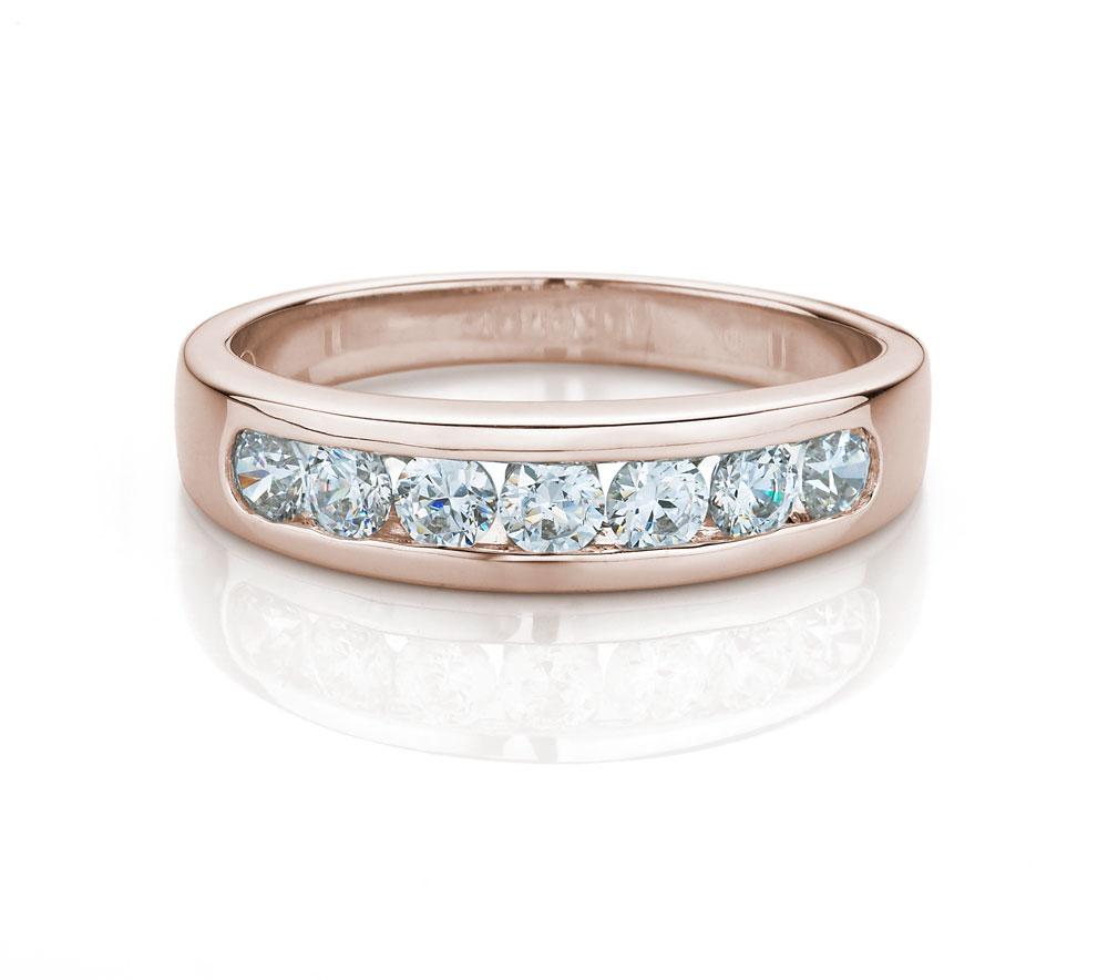 Wedding or eternity band with 0.56 carats* of diamond simulants in 14 carat rose gold