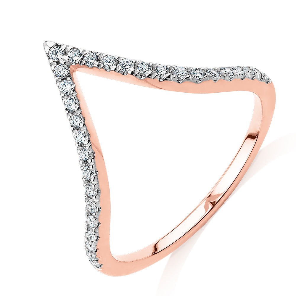 Round Brilliant curved wedding or eternity band in 10 carat rose gold