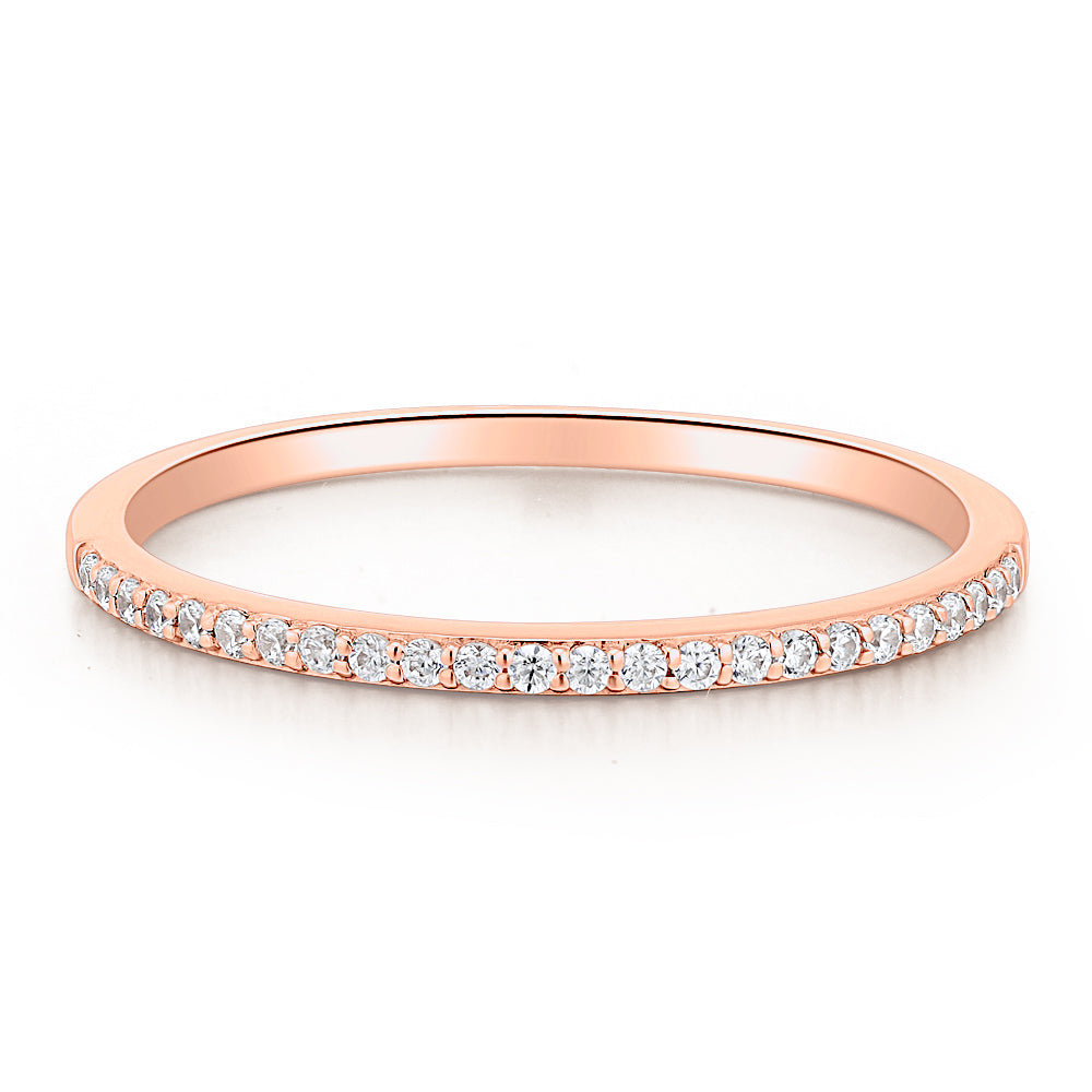 Round Brilliant wedding or eternity band in 10 carat rose gold