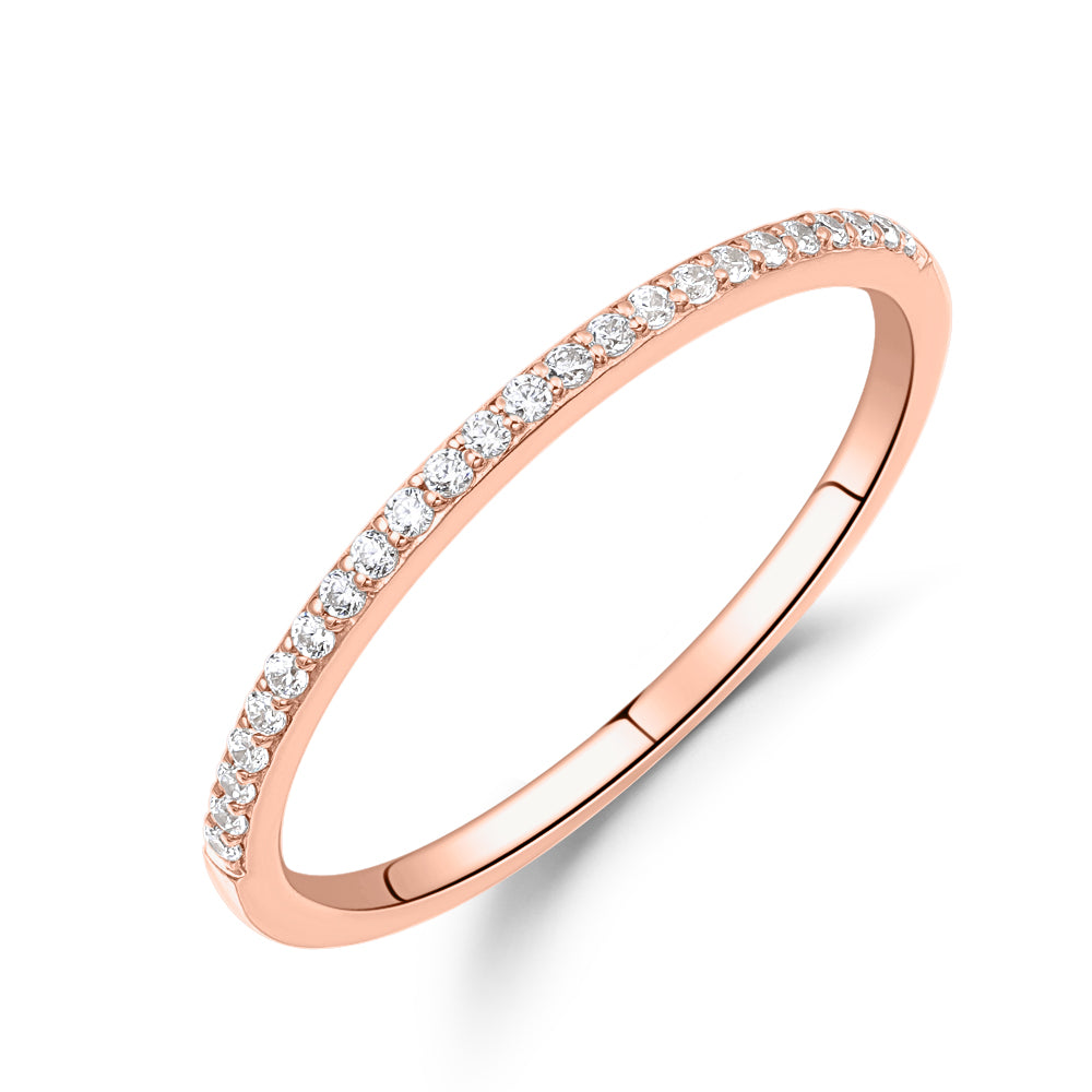 Round Brilliant wedding or eternity band in 10 carat rose gold