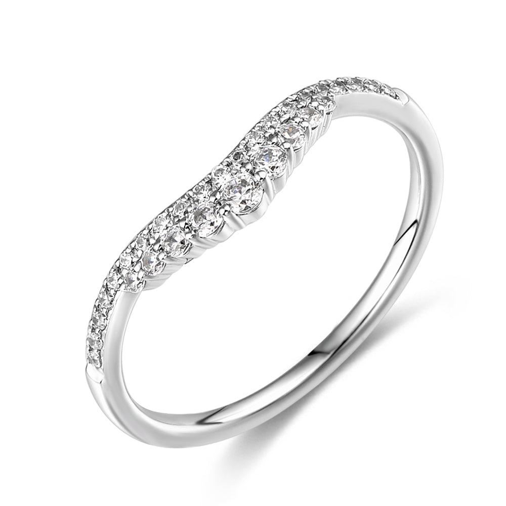 Round Brilliant curved wedding or eternity band in 10 carat white gold