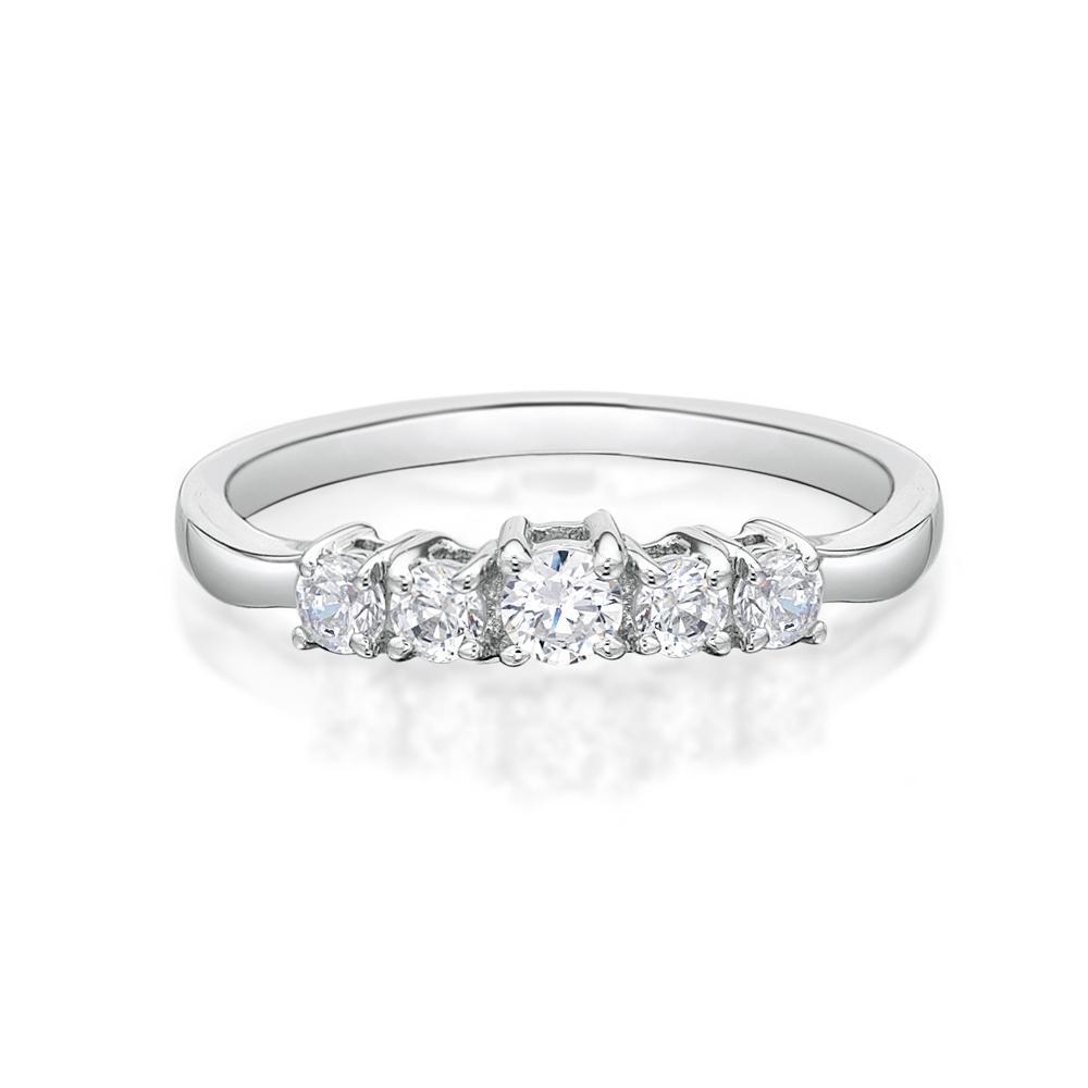 Curved wedding or eternity band with 0.93 carats* of diamond simulants in 14 carat white gold