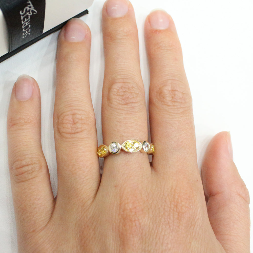 Bezel Dress Ring - Yellow Diamond Simulant in 10ct Yellow Gold