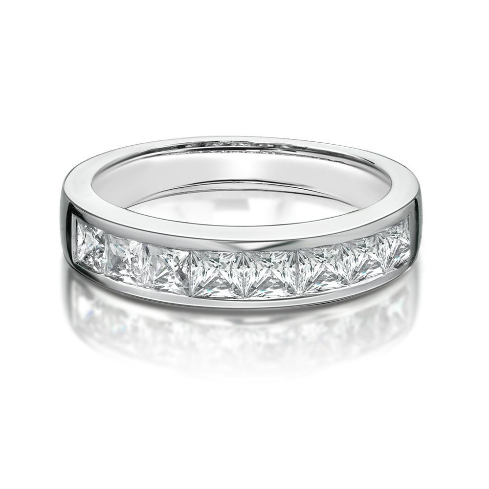 Wedding or eternity band with 1.44 carats* of diamond simulants in 14 carat white gold