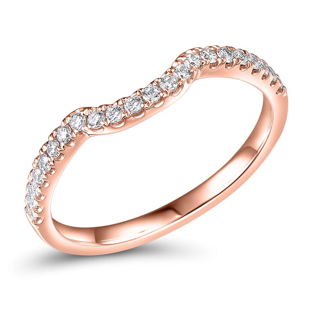 Curved wedding or eternity band in 10 carat rose gold