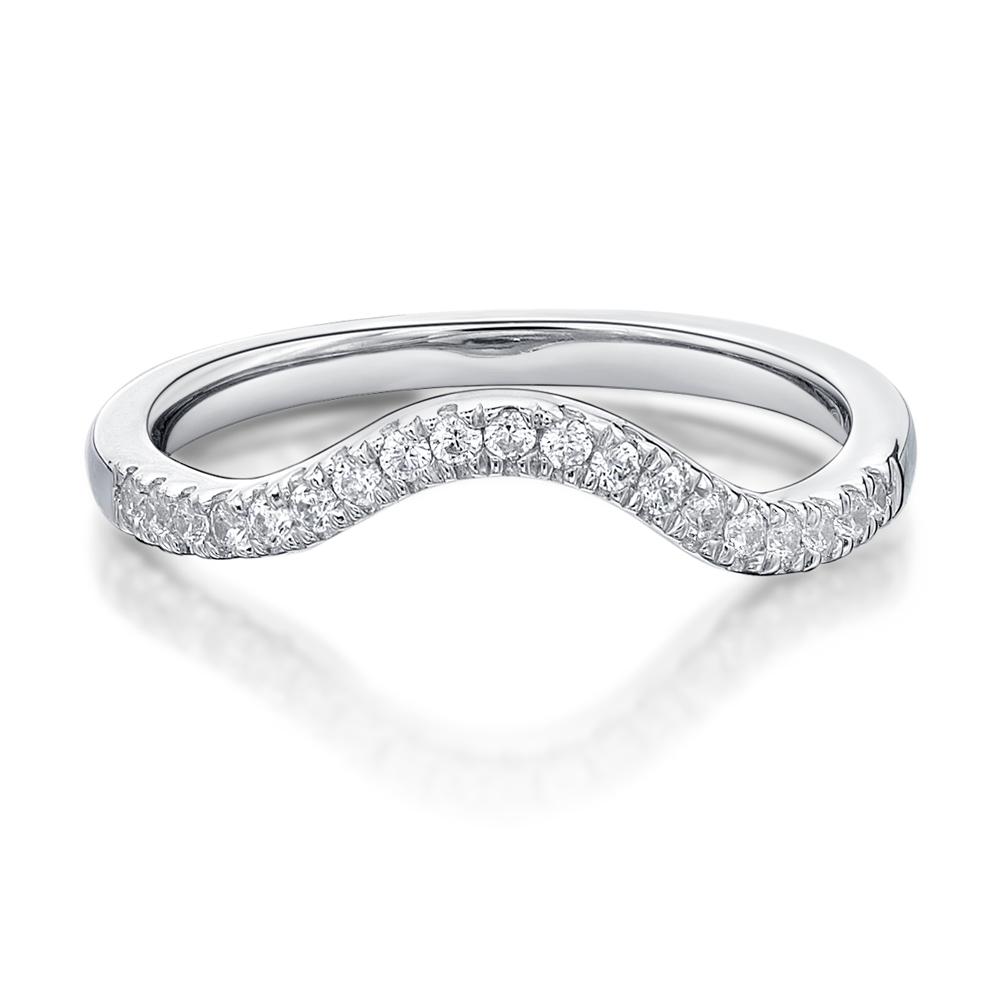 Curved wedding or eternity band in 14 carat white gold