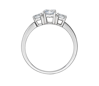 Three stone ring with 1 carats* of diamond simulants in 10 carat white gold