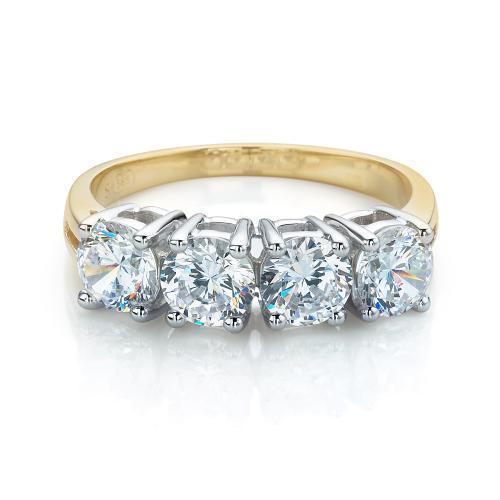 Dress ring with 1.84 carats* of diamond simulants in 10 carat yellow and white gold