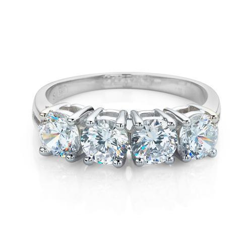 Dress ring with 1.84 carats* of diamond simulants in 10 carat white gold