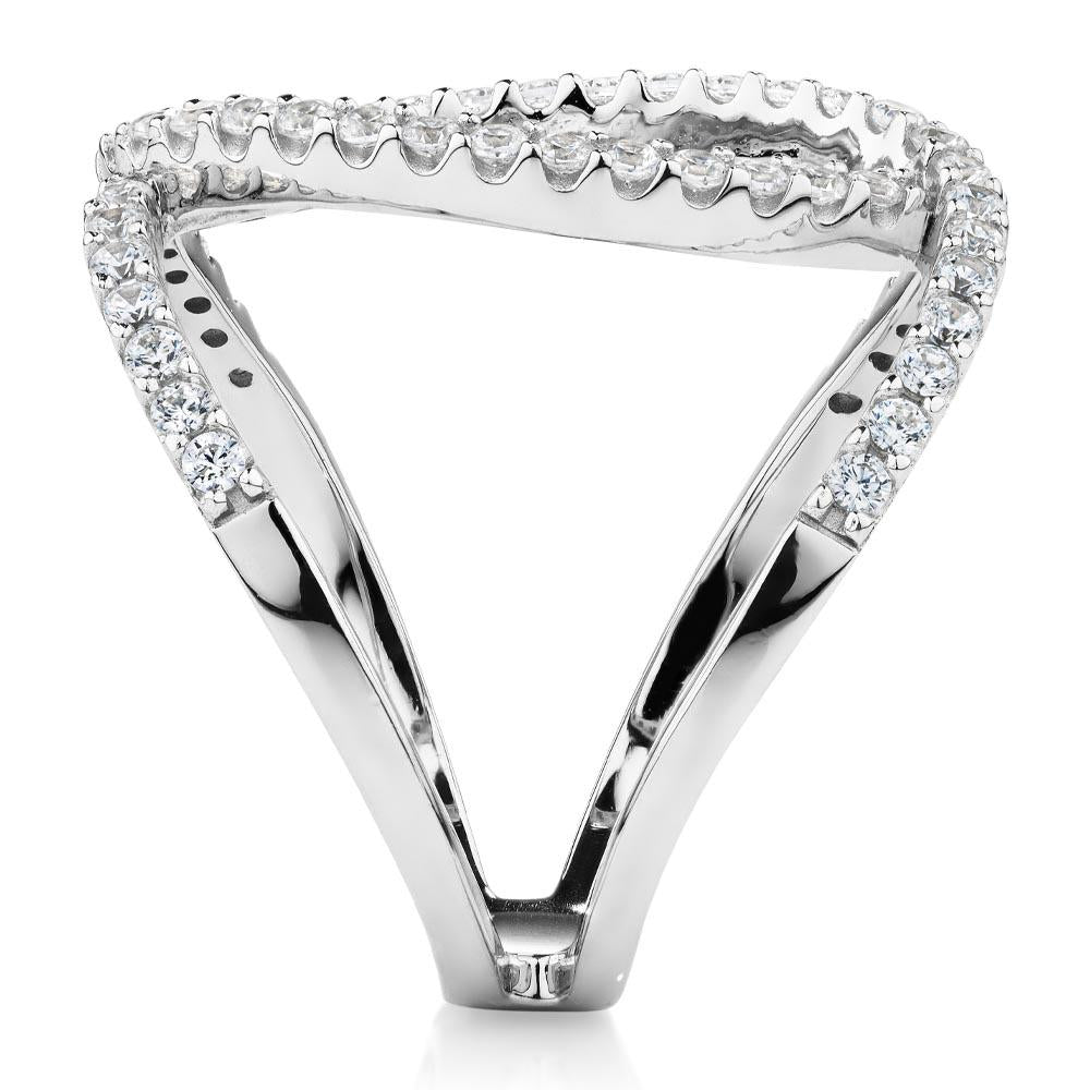 Dress ring with 0.84 carats* of diamond simulants in sterling silver