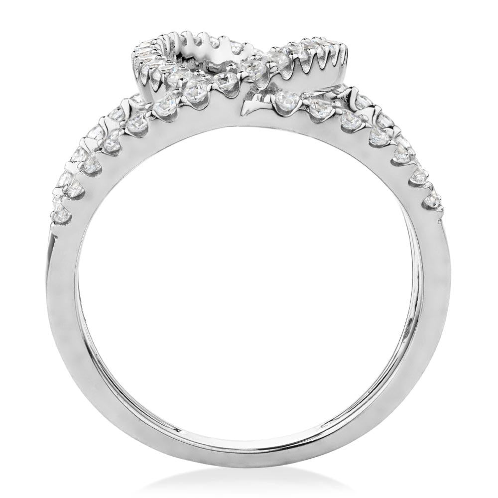 Dress ring with 0.84 carats* of diamond simulants in sterling silver