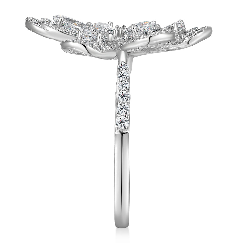 Dress ring with 2.11 carats* of diamond simulants in 10 carat white gold