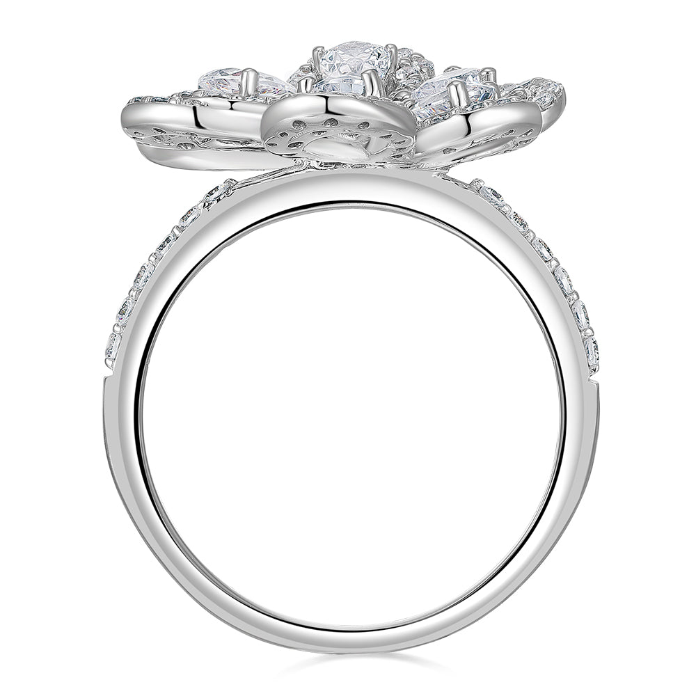 Dress ring with 2.11 carats* of diamond simulants in 10 carat white gold