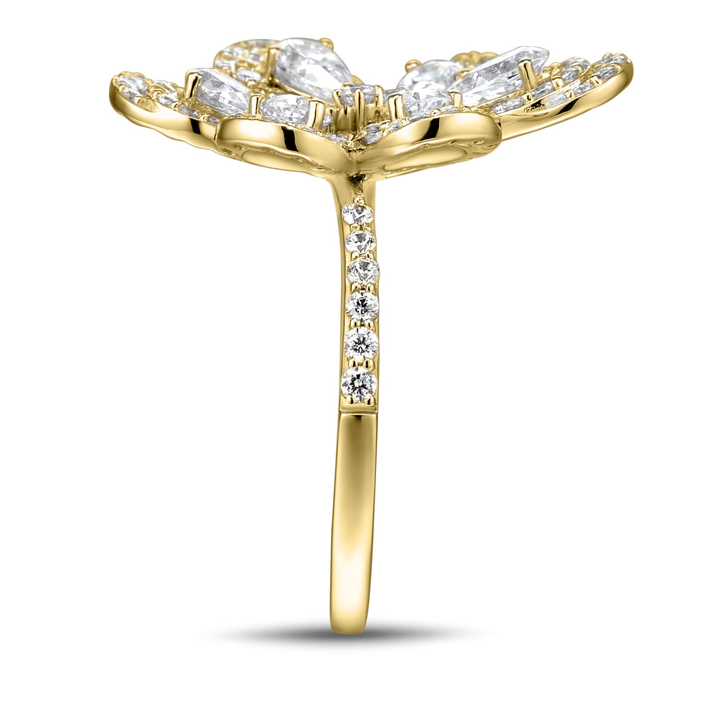 Dress ring with 2.11 carats* of diamond simulants in 10 carat yellow gold