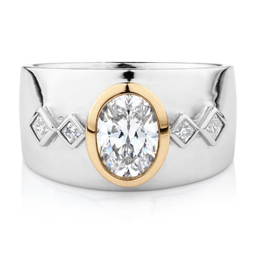 Synergy dress ring with 1.36 carats* of diamond simulants in 10 carat yellow gold and sterling silver