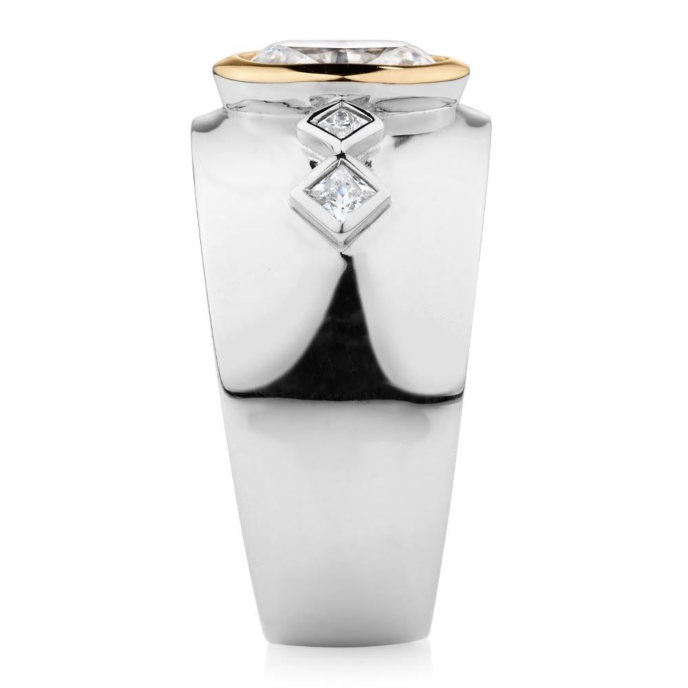 Synergy dress ring with 1.36 carats* of diamond simulants in 10 carat yellow gold and sterling silver
