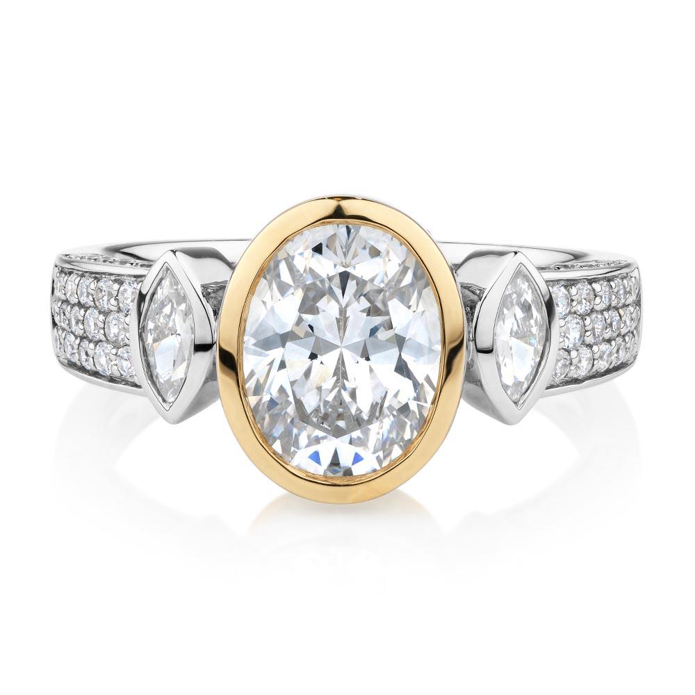 Synergy dress ring with 2.66 carats of diamond simulants in 10