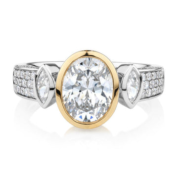 Synergy dress ring with 2.66 carats* of diamond simulants in 10 carat yellow gold and sterling silver