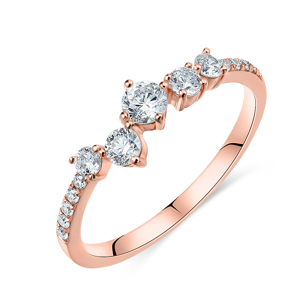 Dress ring with 0.46 carats* of diamond simulants in 10 carat rose gold