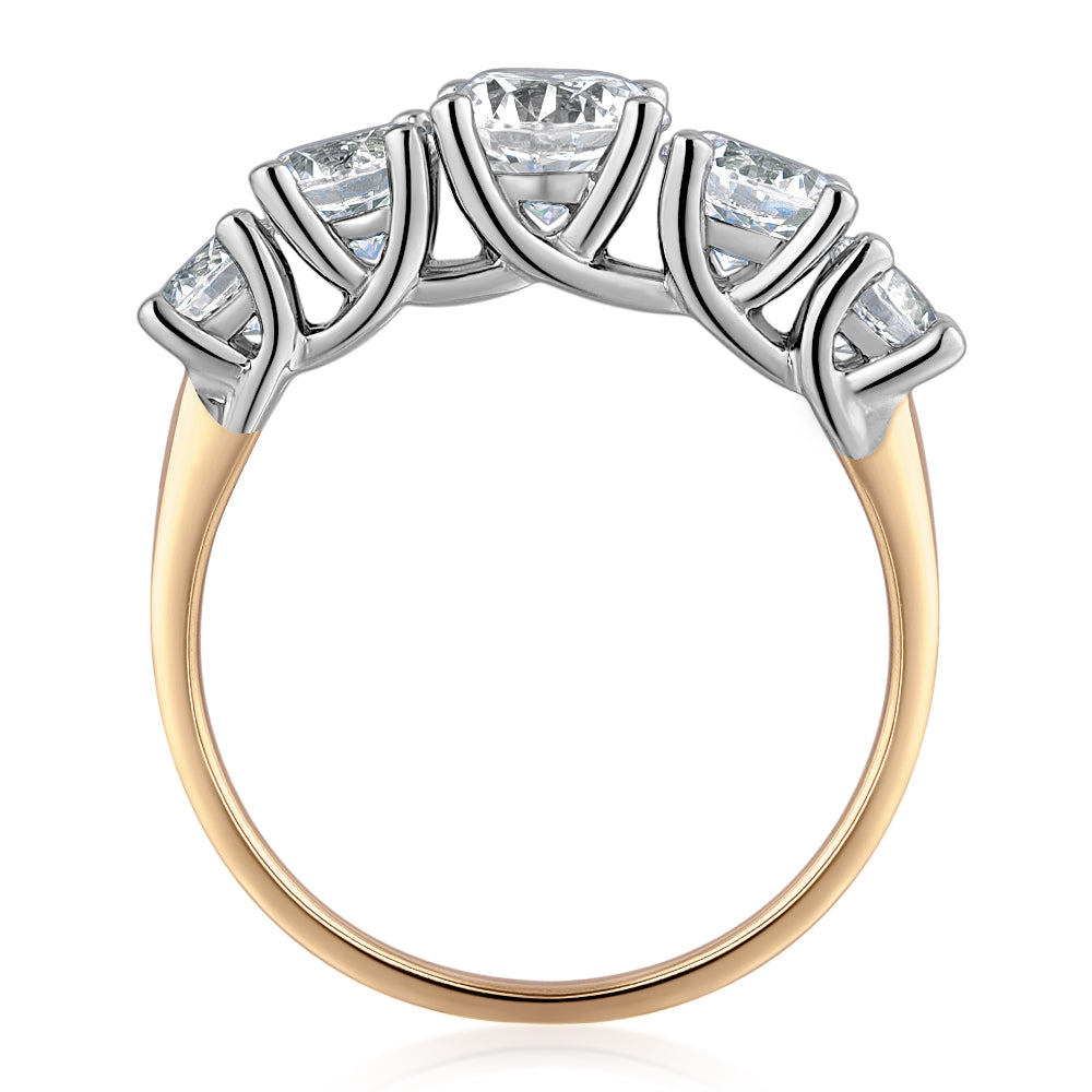 Dress ring with 2.26 carats* of diamond simulants in 10 carat yellow and white gold