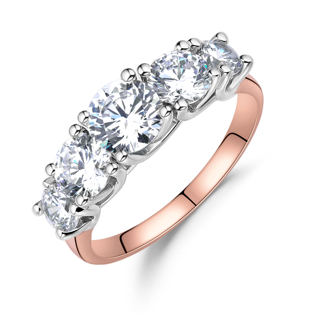 Dress ring with 2.26 carats* of diamond simulants in 10 carat rose and white gold