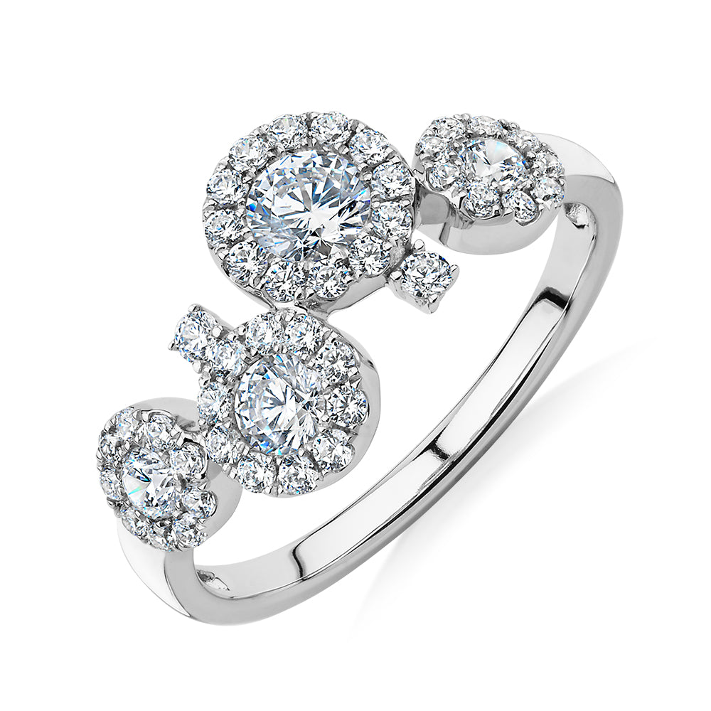 Celeste Dress ring with 0.92 carats* of diamond simulants in 10 carat white gold