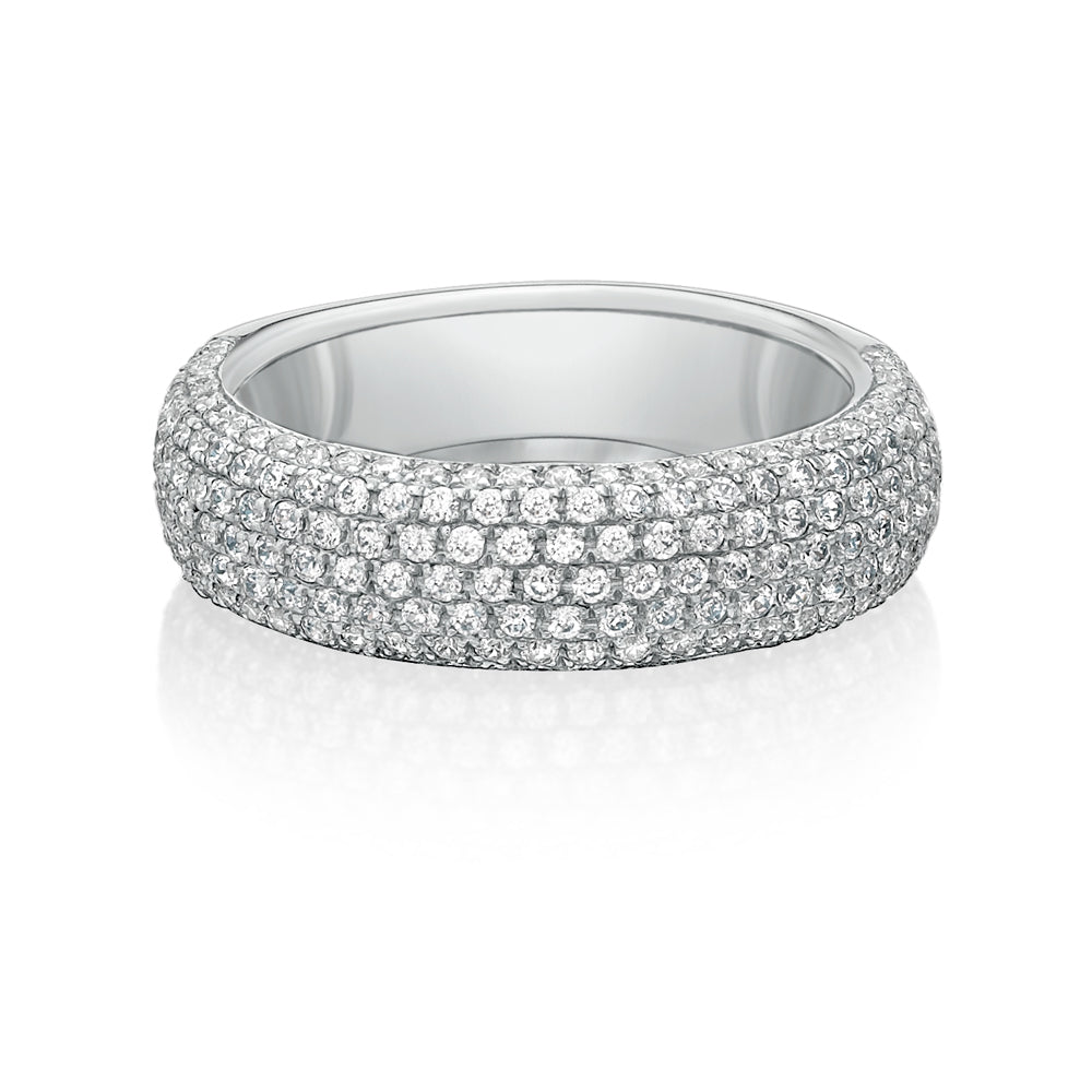 Micro Round Brilliant Pave Dress Ring in White Gold
