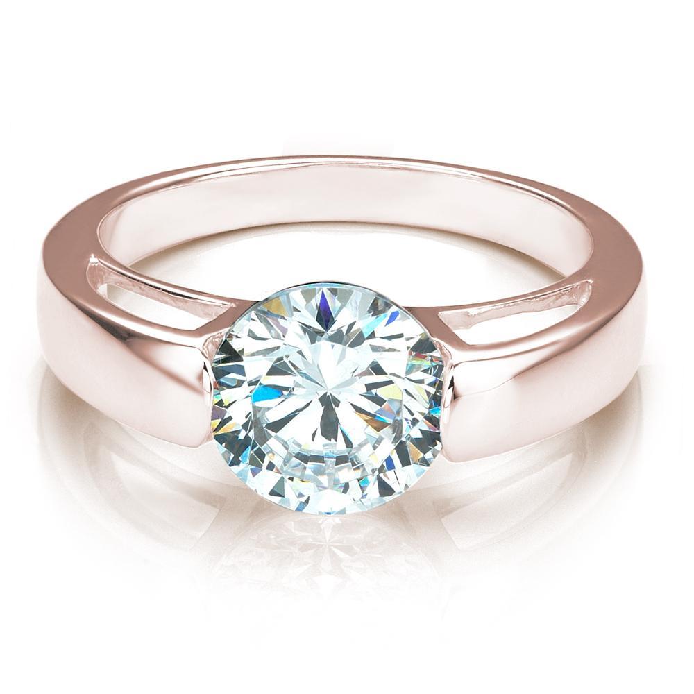 Round Brilliant solitaire engagement ring with 2.43 carat* diamond simulant in 10 carat rose gold