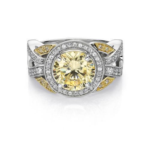 Synergy dress ring with 3.15 carats* of diamond simulants in 10 carat yellow gold and sterling silver