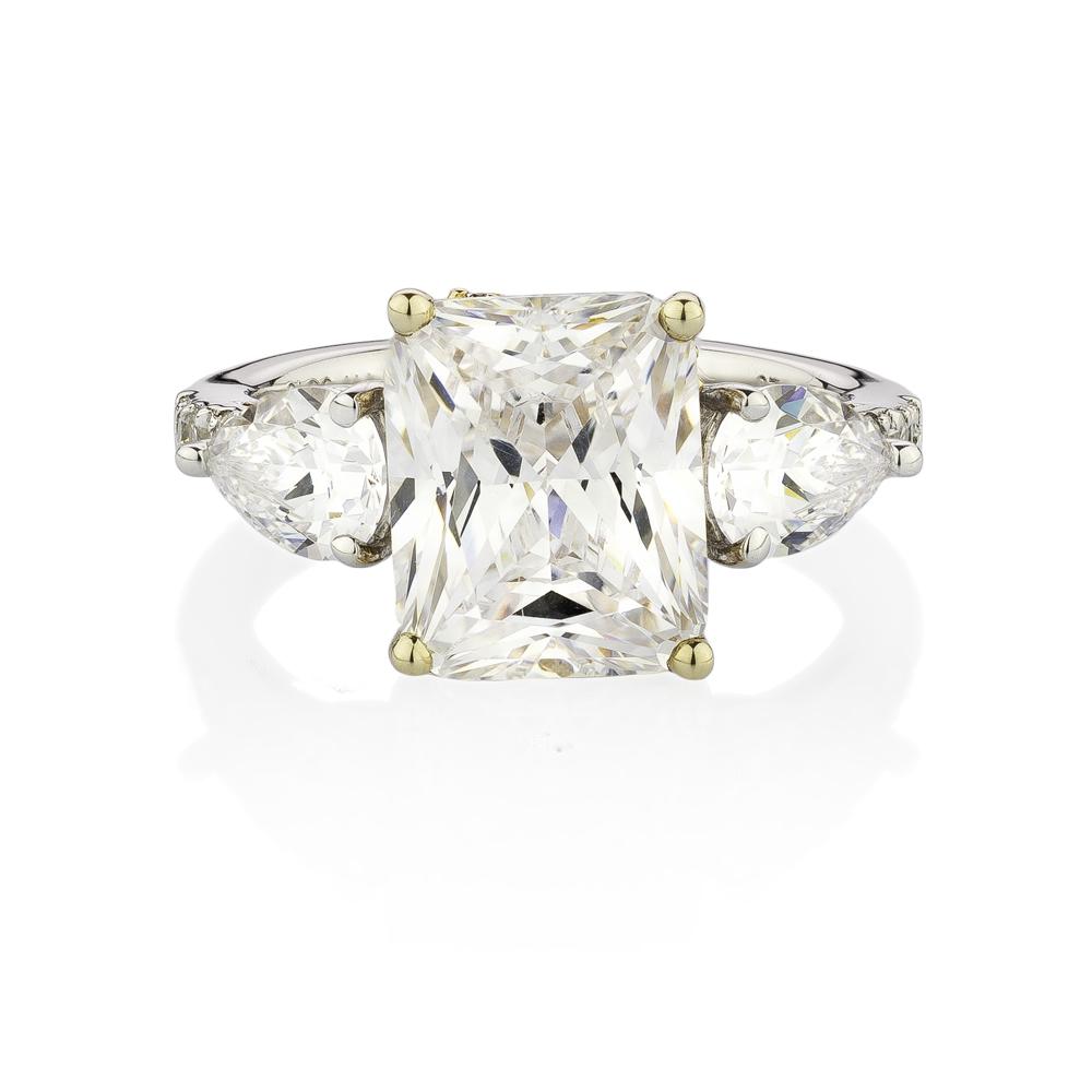 Synergy dress ring with 6.68 carats* of diamond simulants in 10 carat yellow gold and sterling silver