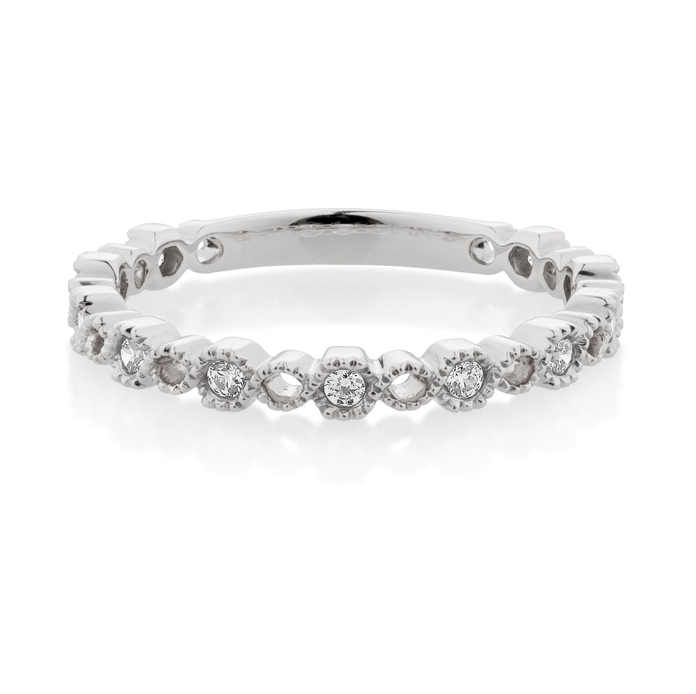 Decorative Round and Open Celebration band in 10ct White Gold