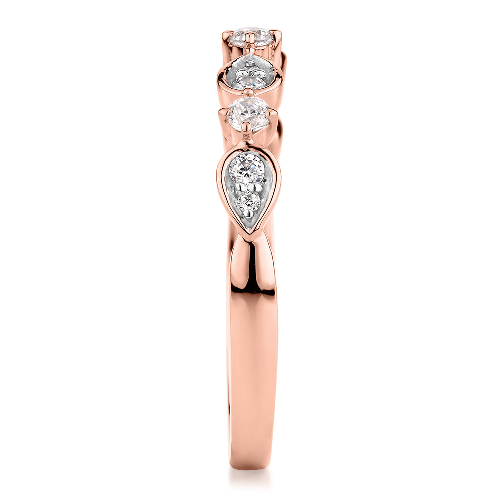 Wedding or eternity band with 0.33 carats* of diamond simulants in 10 carat rose gold