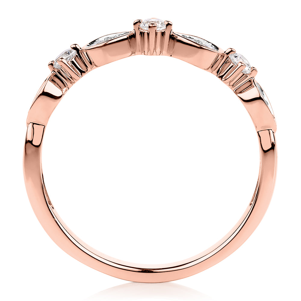Wedding or eternity band with 0.33 carats* of diamond simulants in 10 carat rose gold