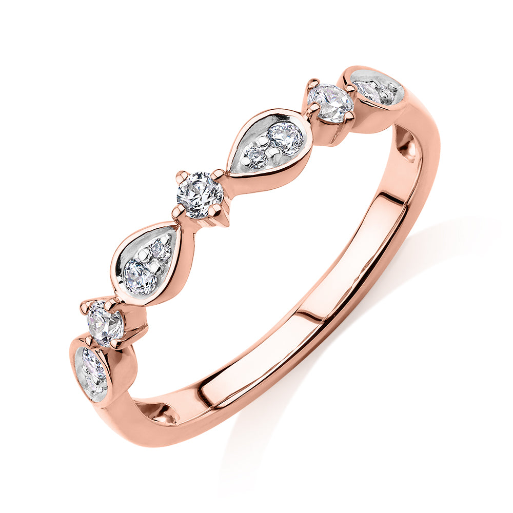 Wedding or eternity band with 0.33 carats* of diamond simulants in 10 carat rose gold