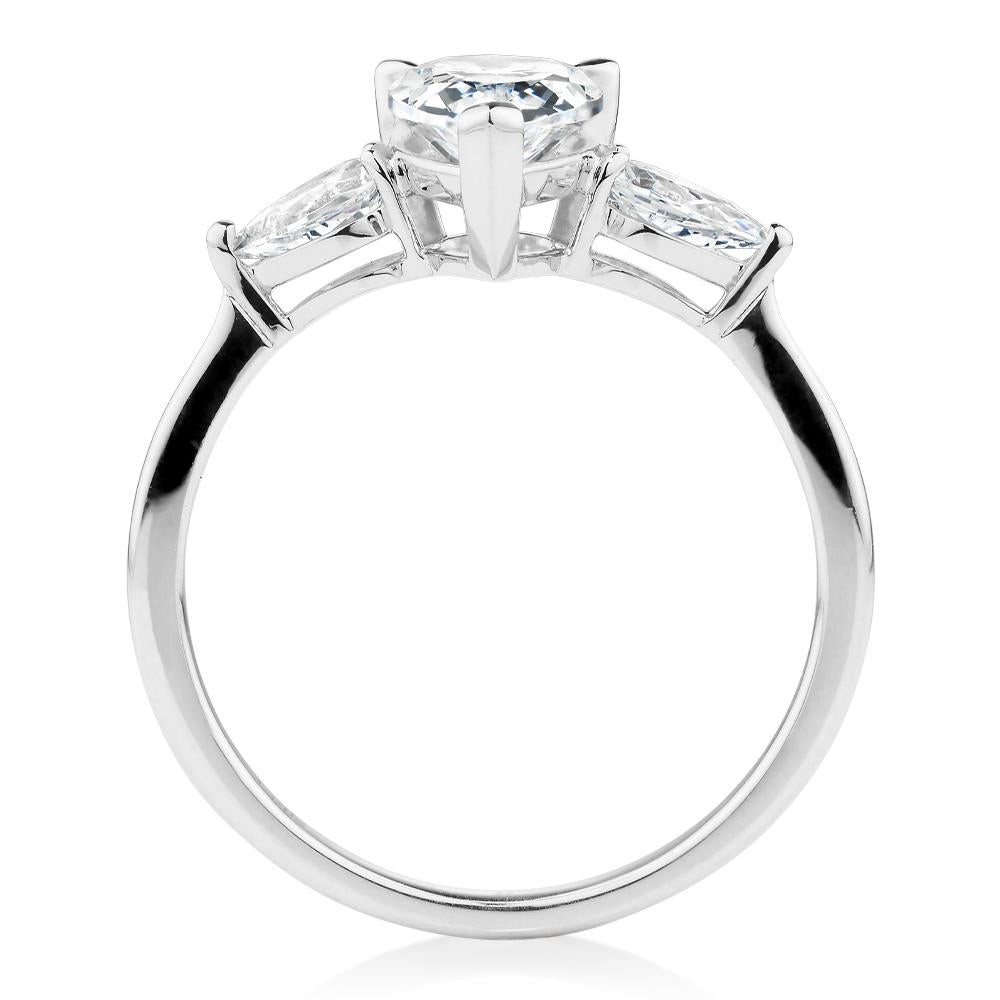 Pear shouldered engagement ring with 2.21 carats* of diamond simulants in 14 carat white gold