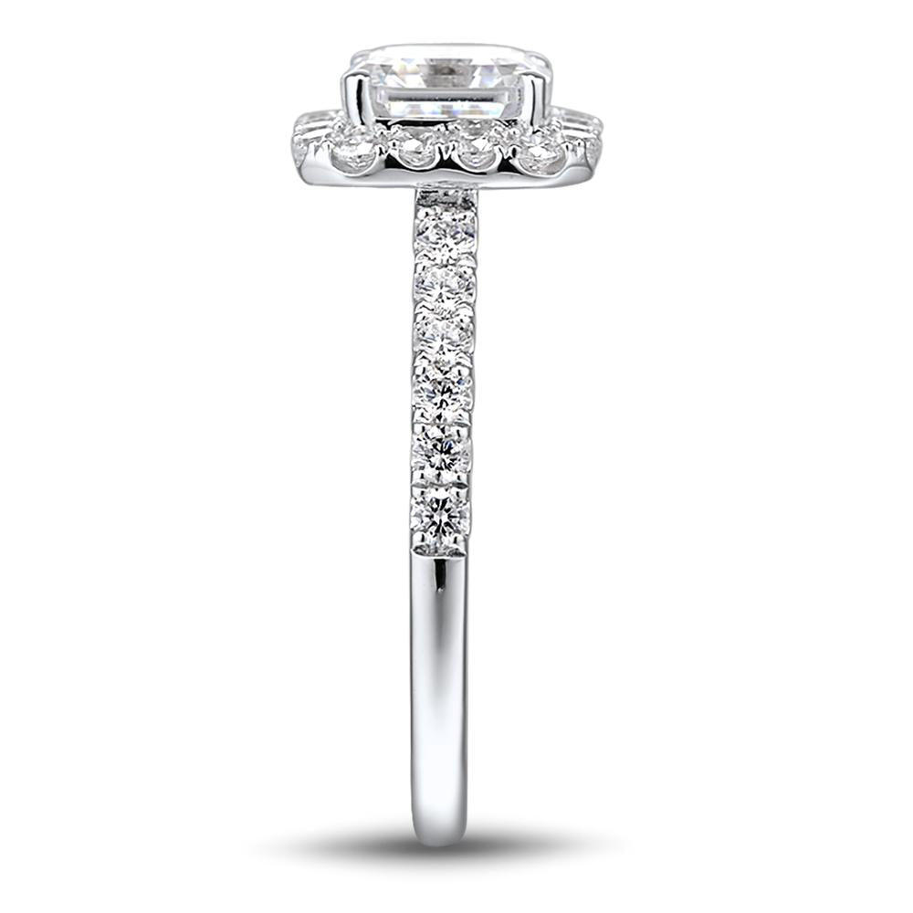 Asscher and Round Brilliant halo engagement ring 