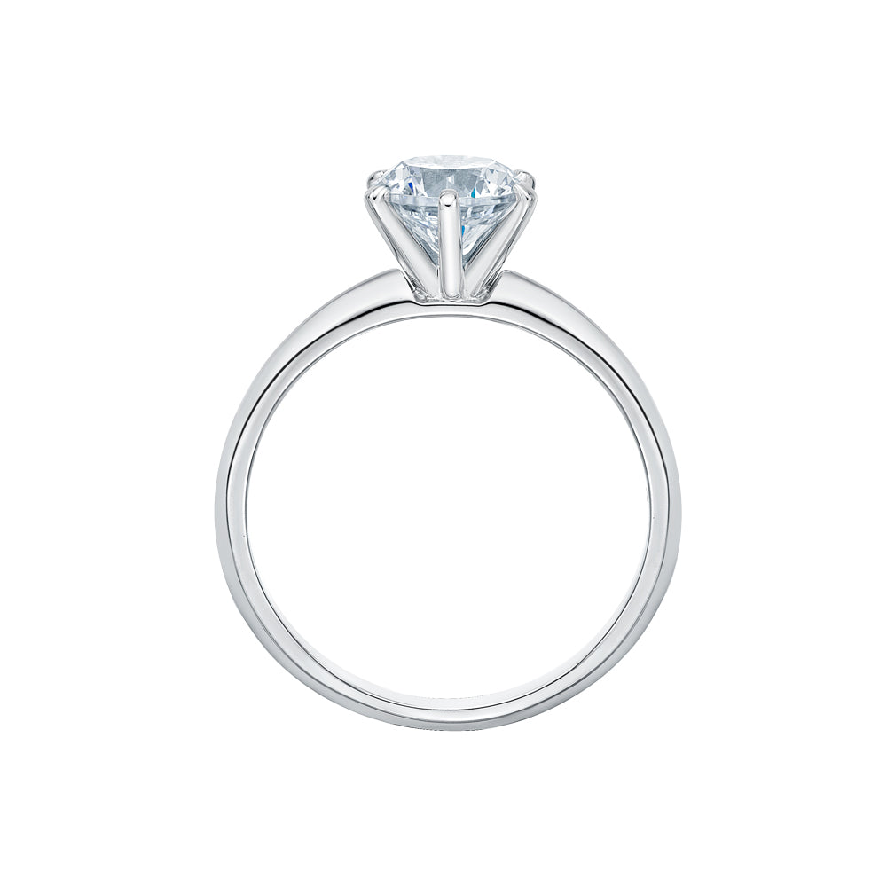 Round Brilliant solitaire engagement ring with 1.25 carat* diamond simulant in 14 carat white gold