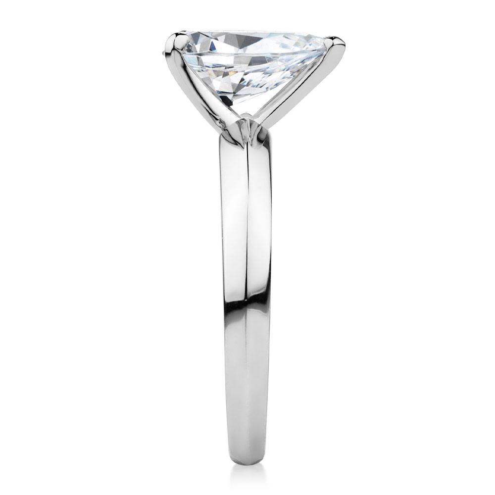 Pear solitaire engagement ring with 1.8 carat* diamond simulant in 14 carat white gold