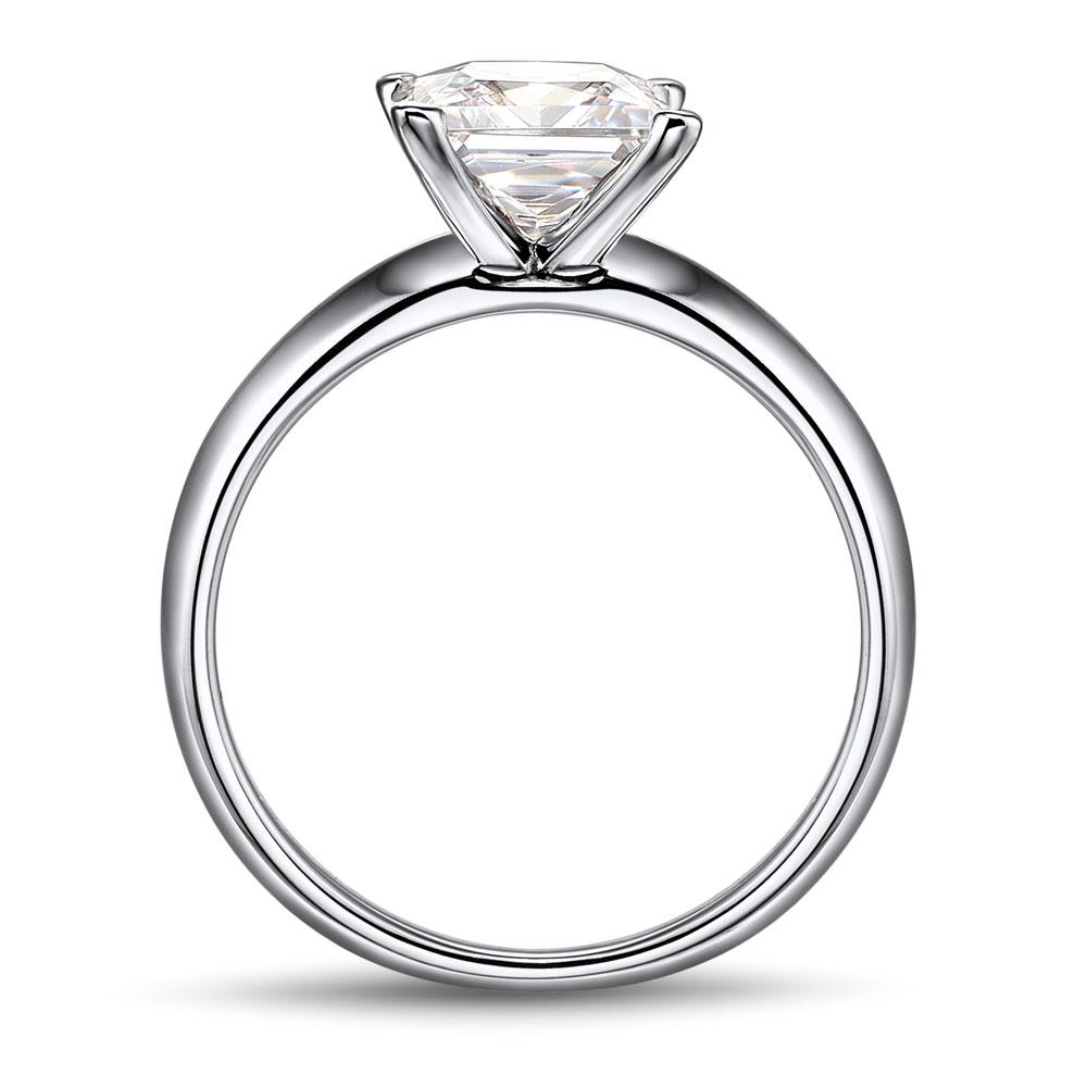 Asscher solitaire engagement ring with 2.4 carat* diamond simulant in 14 carat white gold