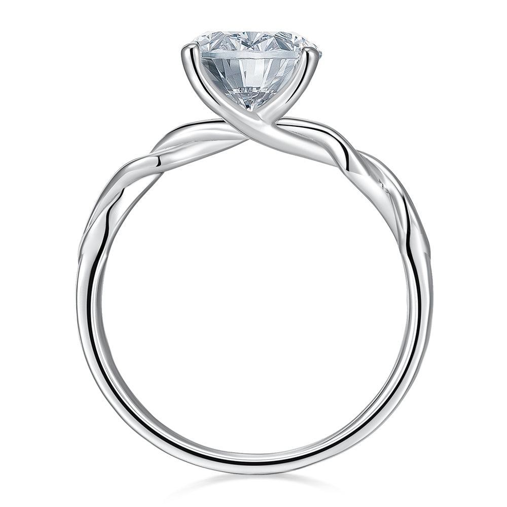 Cushion solitaire engagement ring with 2.04 carat* diamond simulant in 14 carat white gold