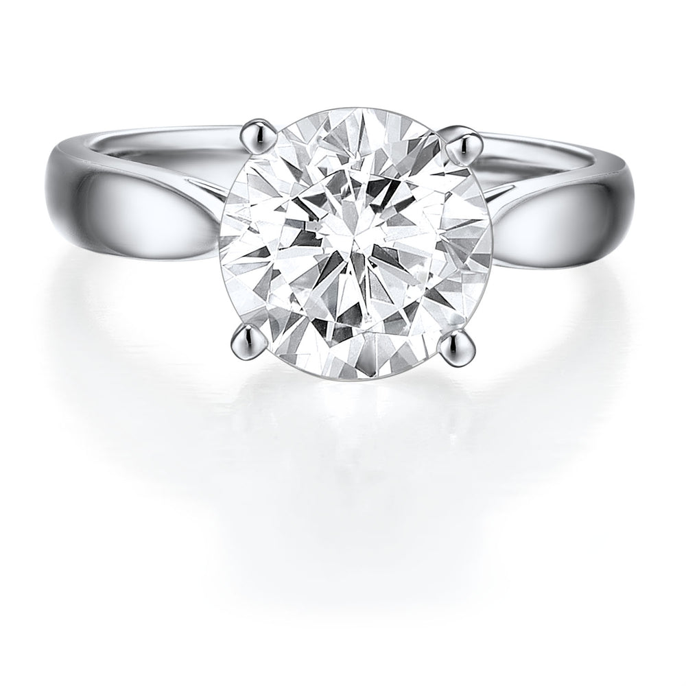 Round Brilliant solitaire engagement ring with 3.05 carat* diamond simulant in 14 carat white gold
