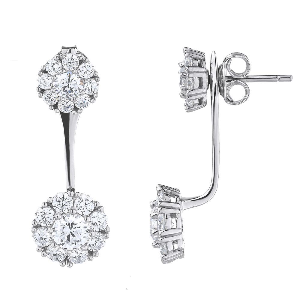 Round Brilliant drop earrings with 3.18 carats* of diamond simulants in sterling silver