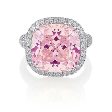 Dress ring with 11.98 carats* of diamond simulants in sterling silver